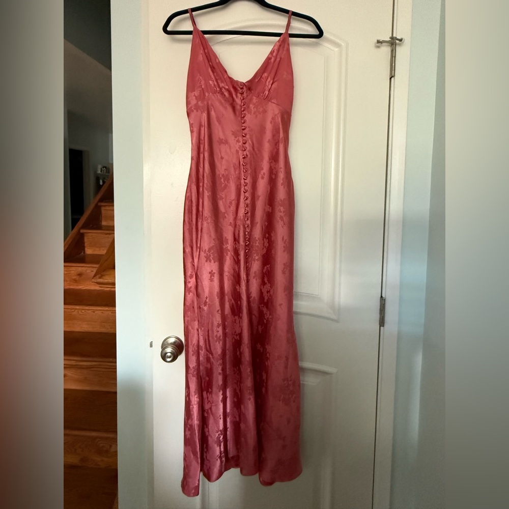 Feminine Pink Satin Slip Dress